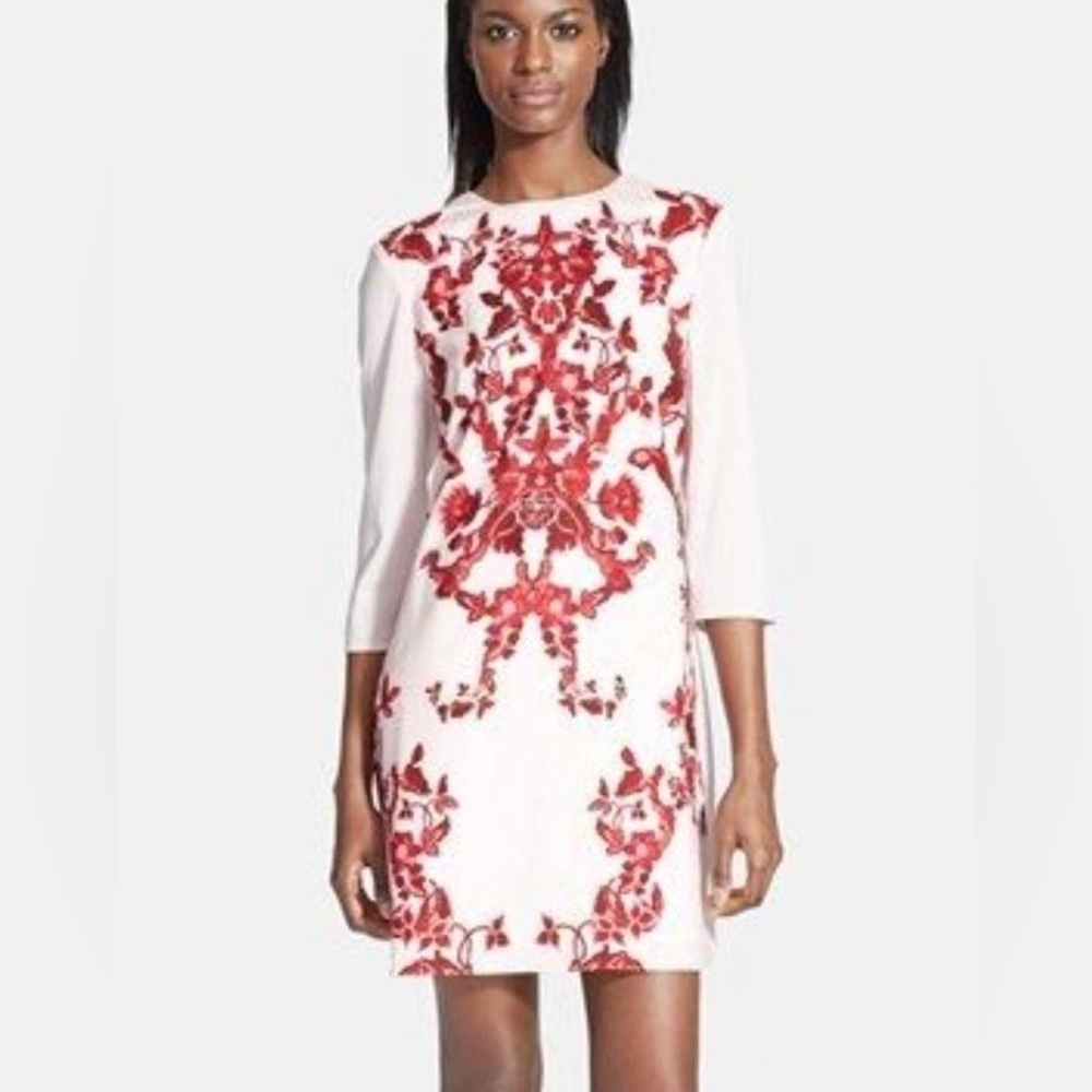 Ted Baker Dress 3 (US8) floral sheath business office wedding holiday NYE glam